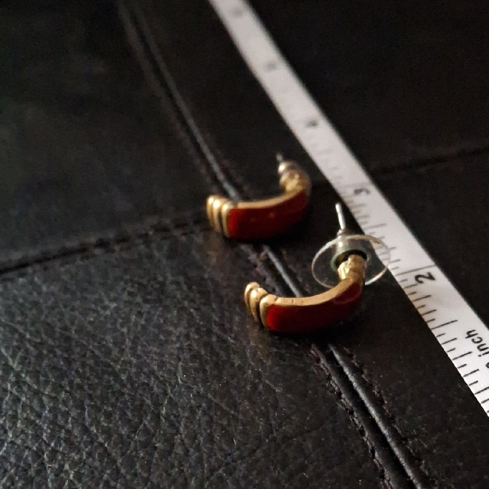 Red and Gold Hoop Earrings